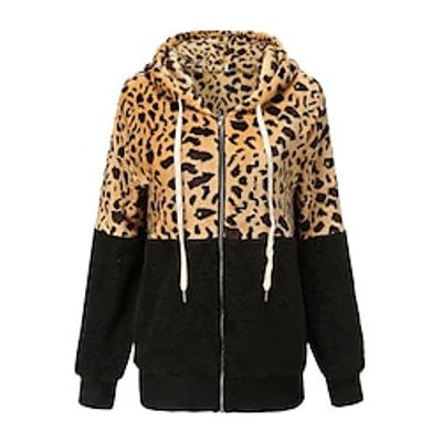Women's Zip Hoodie Sweatshirt Fleece Jacket Fleece Flannel Leopard Color Block Teddy Fuzzy Drawstring Zip Up Print Black White Wine Street Casual Hoodie Long Sleeve Top Micro-elastic Fall Winter Lightinthebox Women's Zip Hoodie Sweatshirt Fleece Jacket Fleece Flannel Leopard Color Block Teddy Fuzzy Drawstring Zip Up Print Black White Wine Street Casual Hoodie Long Sleeve Top Micro-elastic Fall Winter Lightinthebox