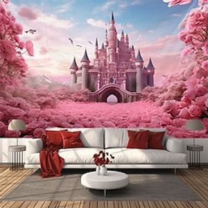 Pink Castle Hanging Tapestry Wall Art Large Tapestry Mural Decor Photograph Backdrop Blanket Curtain Home Bedroom Living Room Decoration Lightinthebox