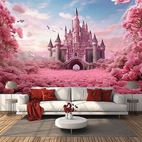 Pink Castle Hanging Tapestry Wall Art Large Tapestry Mural Decor Photograph Backdrop Blanket Curtain Home Bedroom Living Room Decoration Lightinthebox - thumbnail