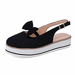 Women's Sandals Platform Sandals Platform Round Toe PU Bowknot Solid Colored Black Blue Pink miniinthebox