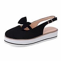 Women's Sandals Platform Sandals Platform Round Toe PU Bowknot Solid Colored Black Blue Pink miniinthebox - thumbnail