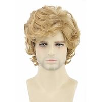 Men Wigs Blonde Short Curly Wavy Layered Cosplay Costume Party Wig Man Wig miniinthebox