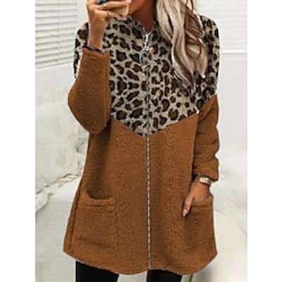 Women's Zip Hoodie Sweatshirt Fleece Jacket Fleece Teddy Fuzzy Pocket Zip Up Print Pink Brown Green Leopard Loose Fit Casual Sports V Neck Long Sleeve Top Micro-elastic Fall Winter Lightinthebox Women's Zip Hoodie Sweatshirt Fleece Jacket Fleece Teddy Fuzzy Pocket Zip Up Print Pink Brown Green Leopard Loose Fit Casual Sports V Neck Long Sleeve Top Micro-elastic Fall Winter Lightinthebox
