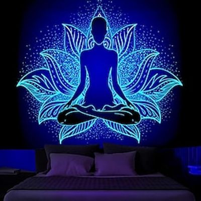 Bohemian Meditation Blacklight Tapestry UV Reactive Glow in the Dark Buddha Trippy Misty Chakra Hanging Tapestry Wall Art Mural for Living Room Bedroom Lightinthebox Bohemian Meditation Blacklight Tapestry UV Reactive Glow in the Dark Buddha Trippy Misty Chakra Hanging Tapestry Wall Art Mural for Living Room Bedroom Lightinthebox