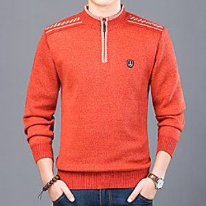 Men's Unisex Stylish Vintage Style Zipper Front Stripe Knitted Solid Color Color Block Cardigan Pullover Long Sleeve Sweater Cardigans Stand Collar Fall Spring Blue Orange Dark Gray miniinthebox