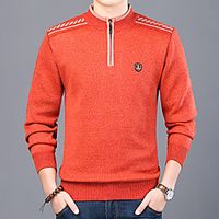 Men's Unisex Stylish Vintage Style Zipper Front Stripe Knitted Solid Color Color Block Cardigan Pullover Long Sleeve Sweater Cardigans Stand Collar Fall Spring Blue Orange Dark Gray miniinthebox - thumbnail