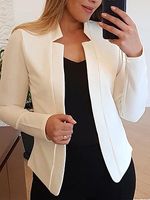 Ladies Elegant Solid Color Collar Blazer - thumbnail