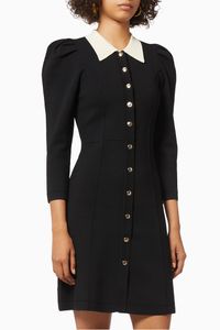 Puffed Shoulders Dress in Viscose Blend