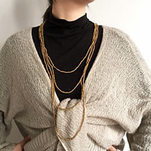 Women's Beaded Necklace Necklace Stacking Stackable Friends Precious Joy Gemini Lucky Dainty Simple Unique Design Fashion Cord Glass Silver Gold 100 cm Necklace Jewelry 1pc For Sport Gift Prom Beach miniinthebox