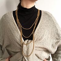 Women's Beaded Necklace Necklace Stacking Stackable Friends Precious Joy Gemini Lucky Dainty Simple Unique Design Fashion Cord Glass Silver Gold 100 cm Necklace Jewelry 1pc For Sport Gift Prom Beach miniinthebox - thumbnail
