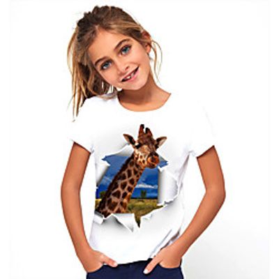 Kids Girls' T shirt Short Sleeve Graphic Print White Children Tops Summer Active Daily Wear Regular Fit 4-12 Years Lightinthebox