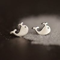 925 Silver Whale Stud Earrings