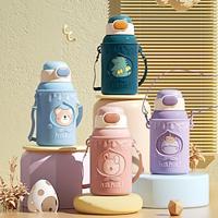 Water Bottles 500ML Smart Silicone Straw Kids Drinking Bottle Cartoon Cute Primary School Student Water Bottle Cute Children's Insulation Cup With Straw Stainless Steel Cup Students Kettle Lightinthebox