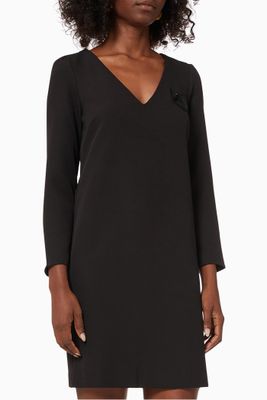 Beaded Insignia Dress in Crepe Beaded Insignia Dress in Crepe