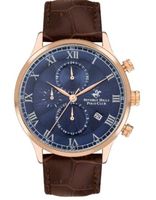 Beverly Hills Polo Club Men's JP15 Movement Watch, Multi Function Display and Leather Strap, Brown - BP3371X.492