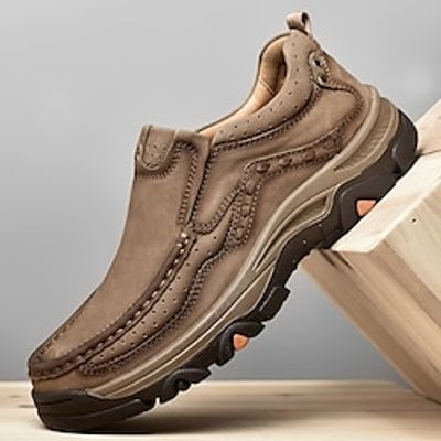 Men's Loafers  Slip-Ons Comfort Loafers Driving Loafers Work Sneakers Hiking Cycling Shoes Business Casual Daily Office  Career Leather Nappa Leather Breathable Comfortable Slip Resistant Mid-Calf Lightinthebox