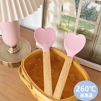 1pc Silicone Spatul Heat-Resistant Cream Spatulas, Non-stick Heart-shaped Spatulas With Wooden Handle, Food Grade Silicone Rubber Jam Spatula, Kitchen Stuff, Kitchen Accessaries Lightinthebox - thumbnail