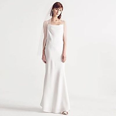 Sheath  Column Wedding Dresses Spaghetti Strap Floor Length Spandex Sleeveless Country with Draping 2021 Lightinthebox