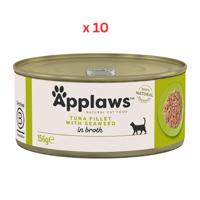 Applaws Tuna Fillet with Seaweed in Broth Wet Cat Food Tin 70G (Pack Of 10)