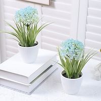 Artificial Grass Bush with Flowers in Pot Artificial Grass Deco Grass Grass Artificial Plant Green Plant Ornamental Grass Standing Grass Shrubs Artificial Flower Balcony Shrub Grass Bush miniinthebox - thumbnail