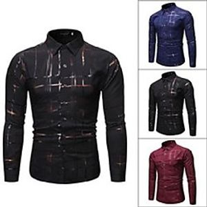 men's casual shirts spring and autumn foreign trade long sleeve shirt fashion urban stripe plaid print cardigan Lightinthebox