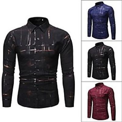 men's casual shirts spring and autumn foreign trade long sleeve shirt fashion urban stripe plaid print cardigan Lightinthebox