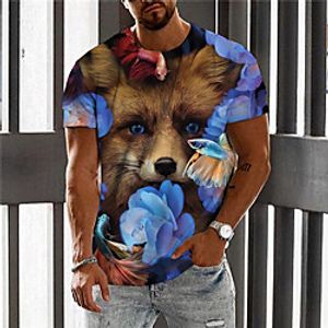 Men's Unisex T shirt 3D Print Floral Graphic Prints Bear Crew Neck Daily Holiday Print Short Sleeve Tops Casual Designer Big and Tall Blue miniinthebox