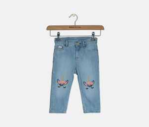 Toddler Baby Girls Unicorn Embroidered Jeans  Light Blue
