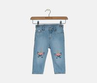 Toddler Baby Girls Unicorn Embroidered Jeans  Light Blue - thumbnail
