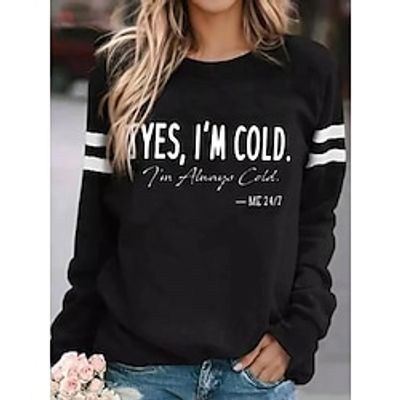 Women's Sweatshirt Pullover Active Sportswear Print Black Letter Casual Sports Round Neck Long Sleeve Top Micro-elastic Fall  Winter Lightinthebox