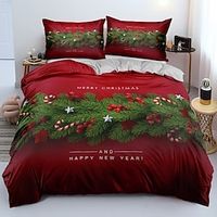Christmas Xmas Santa Claus Bedding Set Duvet Cover Set, 4 Pieces Comforter Cover With Zipper Closure Soft Microfiber Festival Bedding Gifts Christmas Decoration For Home miniinthebox - thumbnail