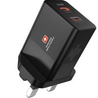 Swiss Military Super fast 25 Watt Dual Port, USB Charger, Black - SM-AC-PH25W-BLK ( UAE Delivery Only)