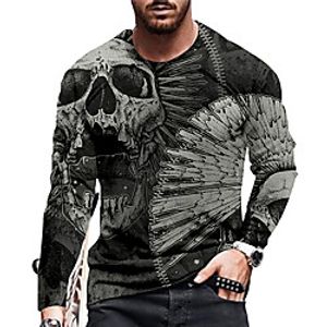 Men's Unisex Tee T shirt Shirt 3D Print Graphic Prints Skull Print Long Sleeve Daily Tops Casual Designer Big and Tall Black miniinthebox