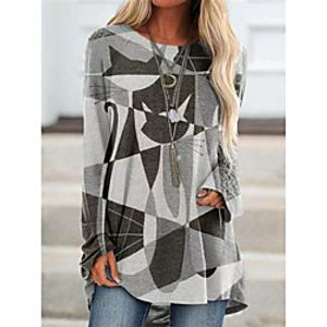 Women's Color Block Animal Jumper Long Sleeve Loose Sweater Cardigans Crew Neck Fall Spring Black Khaki Gray miniinthebox