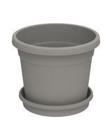 Cosmoplast Round Flower Pot With Tray 14 inch Curver Grey - thumbnail