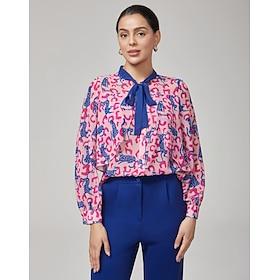Pink Leopard Print Long Sleeve Blouse