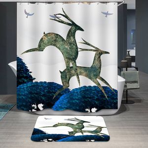 180x180cm Cartoon Elk Deer Waterproof Shower Curtain