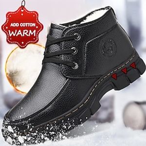 Men's Boots Dress Shoes Winter Boots Fleece lined Casual Outdoor Daily PU Warm Breathable Comfortable Loafer Set of feet black Straps black Fall Winter miniinthebox