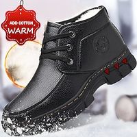 Men's Boots Dress Shoes Winter Boots Fleece lined Casual Outdoor Daily PU Warm Breathable Comfortable Loafer Set of feet black Straps black Fall Winter miniinthebox - thumbnail