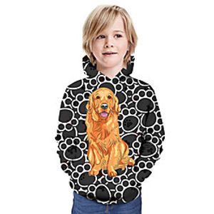 Kids Boys' Hoodie  Sweatshirt Long Sleeve Dog 3D Print Animal Print Dark Gray Children Tops Summer Active Daily Wear Regular Fit 3-13 Years miniinthebox