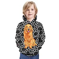 Kids Boys' Hoodie  Sweatshirt Long Sleeve Dog 3D Print Animal Print Dark Gray Children Tops Summer Active Daily Wear Regular Fit 3-13 Years miniinthebox - thumbnail