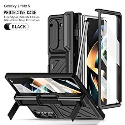 Phone Case For  Samsung Galaxy Z Fold 5 4 Hinge Protection Stylus Case With Glass Front Film  Slide Lens Cover Ultra Drop-proof Cover Lightinthebox