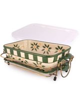 Temp-Tations Old World Baker With Ceramic Lid, Wire Rack, & Plastic Lid Green 2.8L - thumbnail