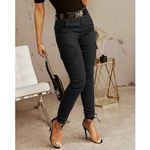 Women's Cargo Pants Full Length Cotton Blend Casual Lounge Work Vacation Black Green S M Fall  Winter Lightinthebox