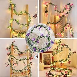 LED Flower Lights Green Ivy Leaves Fairy String Lights 2M 20LEDs Battery Operated Artificial Garland Plant Vine Fairy Light For Bedroom Wedding Party Holiday Patio Lightinthebox