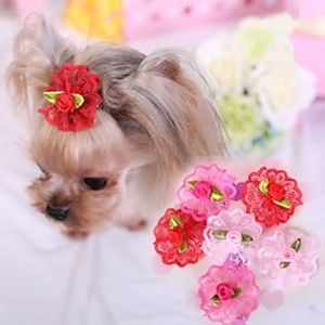 Pet Accessories Dog Lace Small Flower Hair Clips Headwear Teddy Pet Products Pet Headwear Lightinthebox