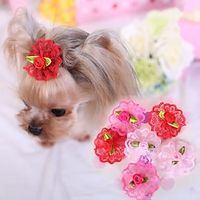 Pet Accessories Dog Lace Small Flower Hair Clips Headwear Teddy Pet Products Pet Headwear Lightinthebox - thumbnail