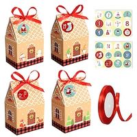 24pcs Gift Bags for Christmas, Xmas Advent Calendar Gift Bags, 24 Day Countdown Calendar Hanging Bags, 2023 Christmas Kraft Paper DIY Bag Lightinthebox - thumbnail