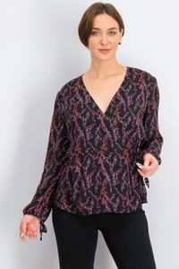 Womens Brynlee Tie Wrap Blouse  Black Combo