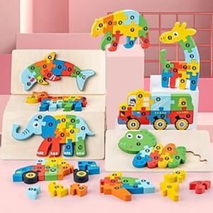 Wooden Early Education Cognition Children'S Educational Toys Building Wood Animal Transportation Shape Matching 3d Three-Dimensional Puzzle Lightinthebox